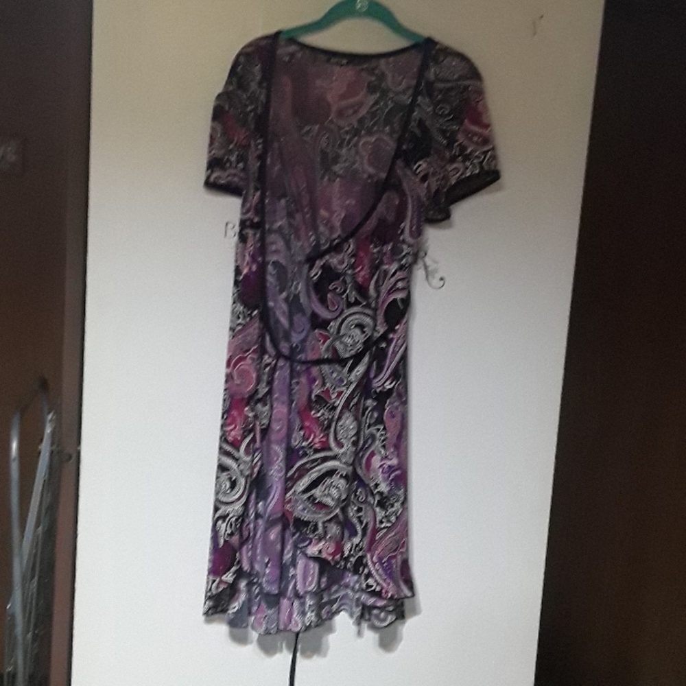 Wine Color Paisley Wrap around Dress